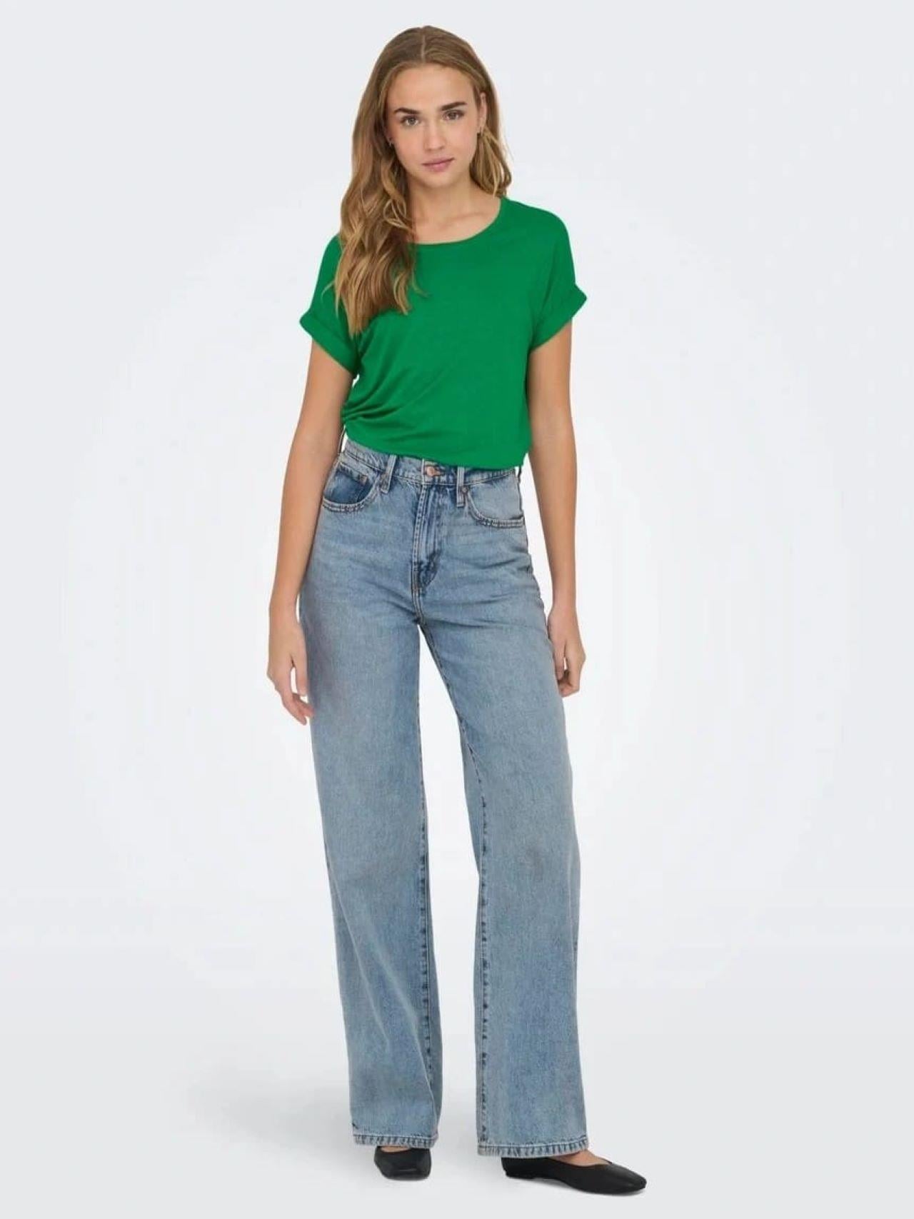 ONLY ORJ YEŞİL BİSİKLET YAKA BASIC T-SHIRT