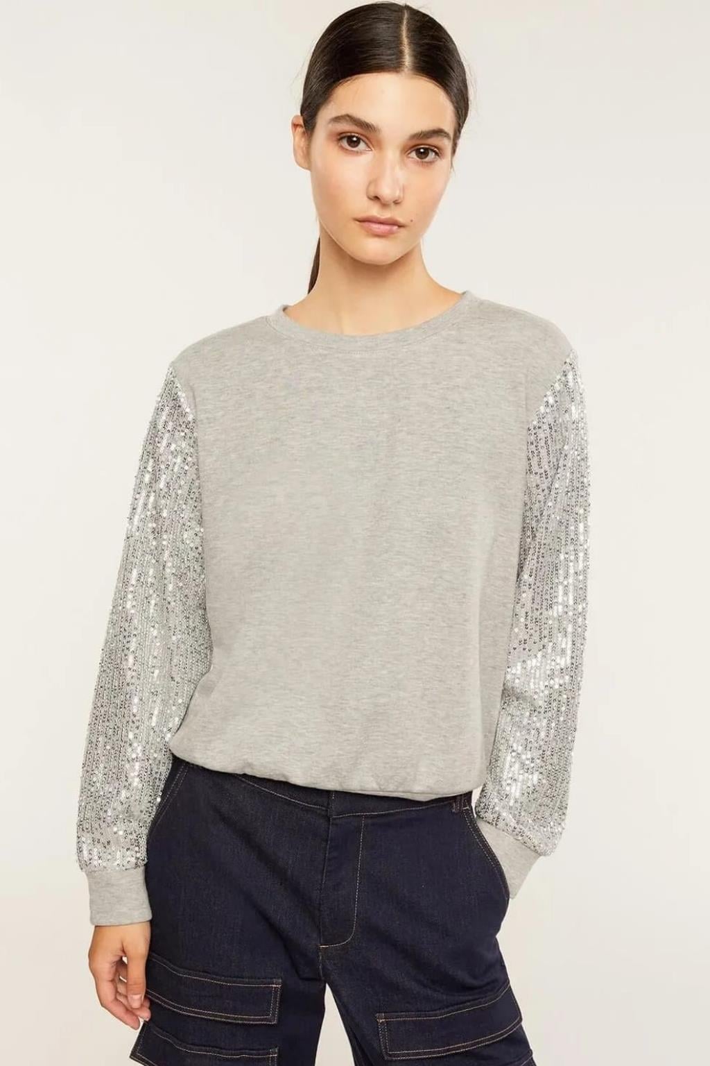 ORJ MARKA GRİ BİSİKLET YAKA KOLU PULLU SWEATSHIRT