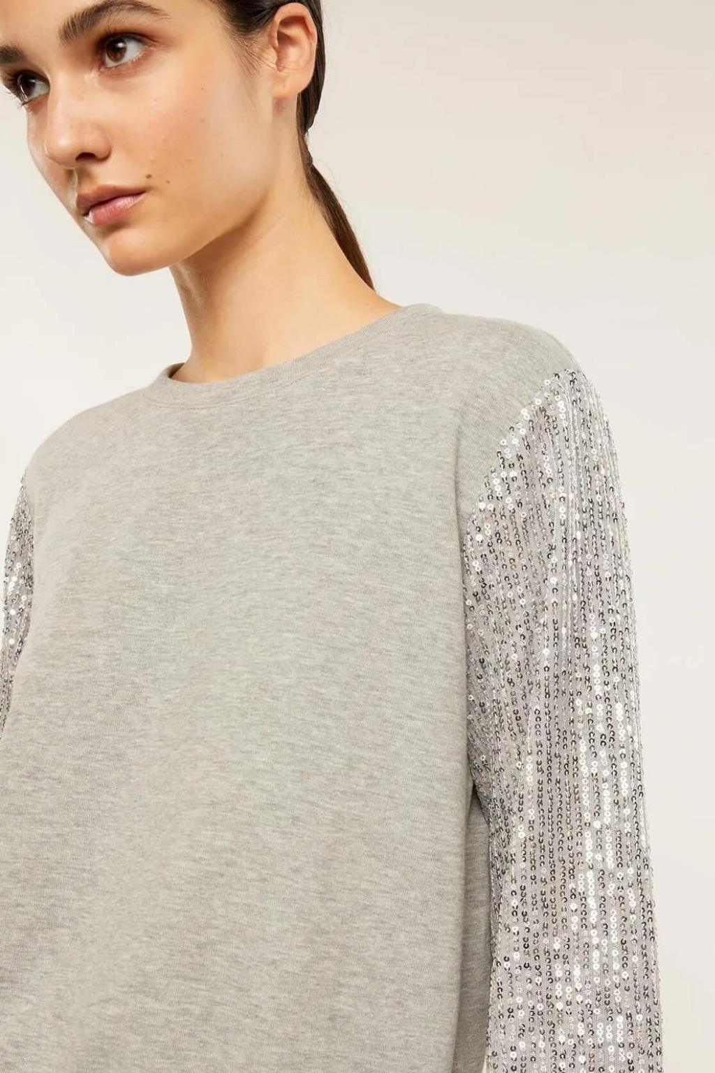 ORJ MARKA GRİ BİSİKLET YAKA KOLU PULLU SWEATSHIRT