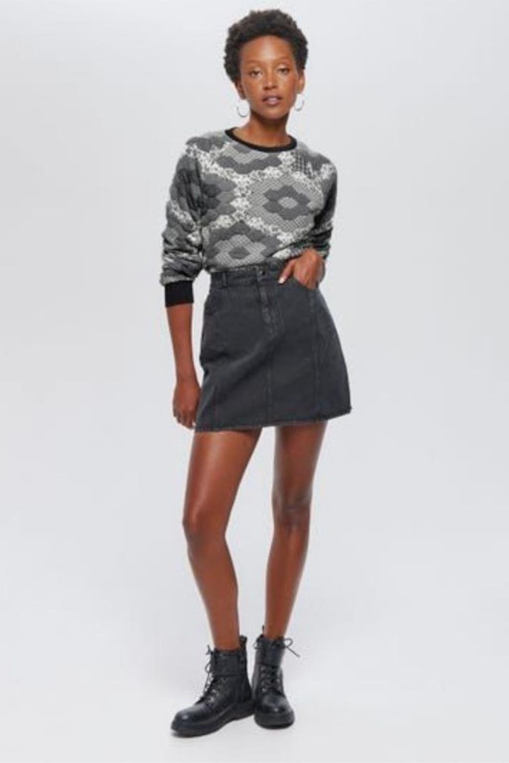 ORJ MARKA GRİ PETEK DESENLİ BİSİKLEET YAKA SWEATSHIRT