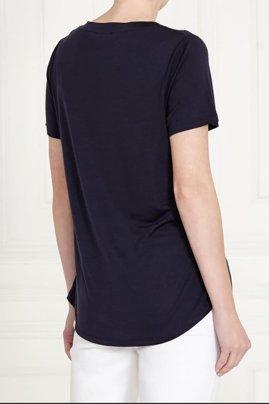 ORJ MARKA LACİVERT V YAKA KISA KOL TENCEL T-SHIRT