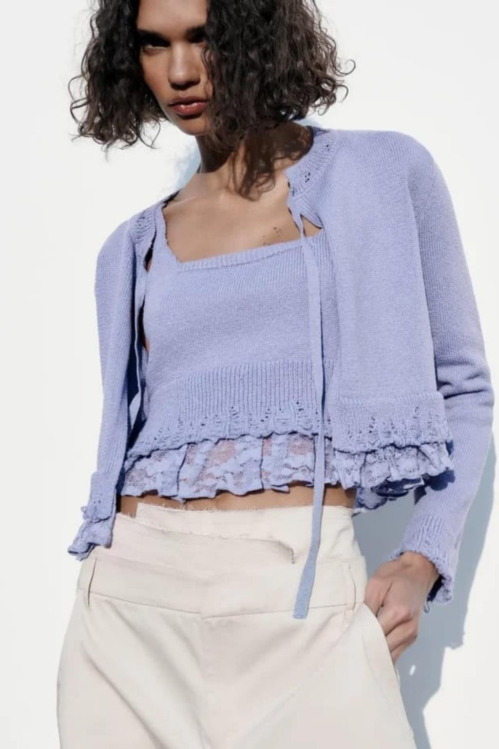 ORJ MARKA LAVANTA DİK YAKA BAĞCIKLI CROP HIRKA