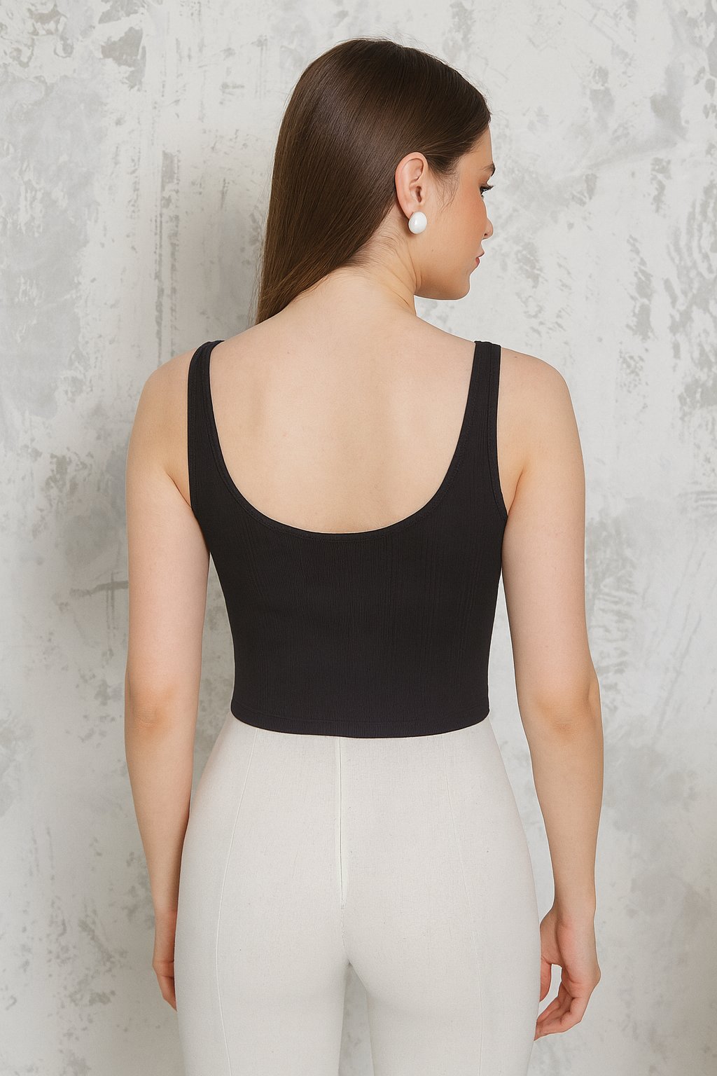 ORJ MARKA SİYAH DÜĞMELİ KALIN ASKILI CROP BODY ATLET