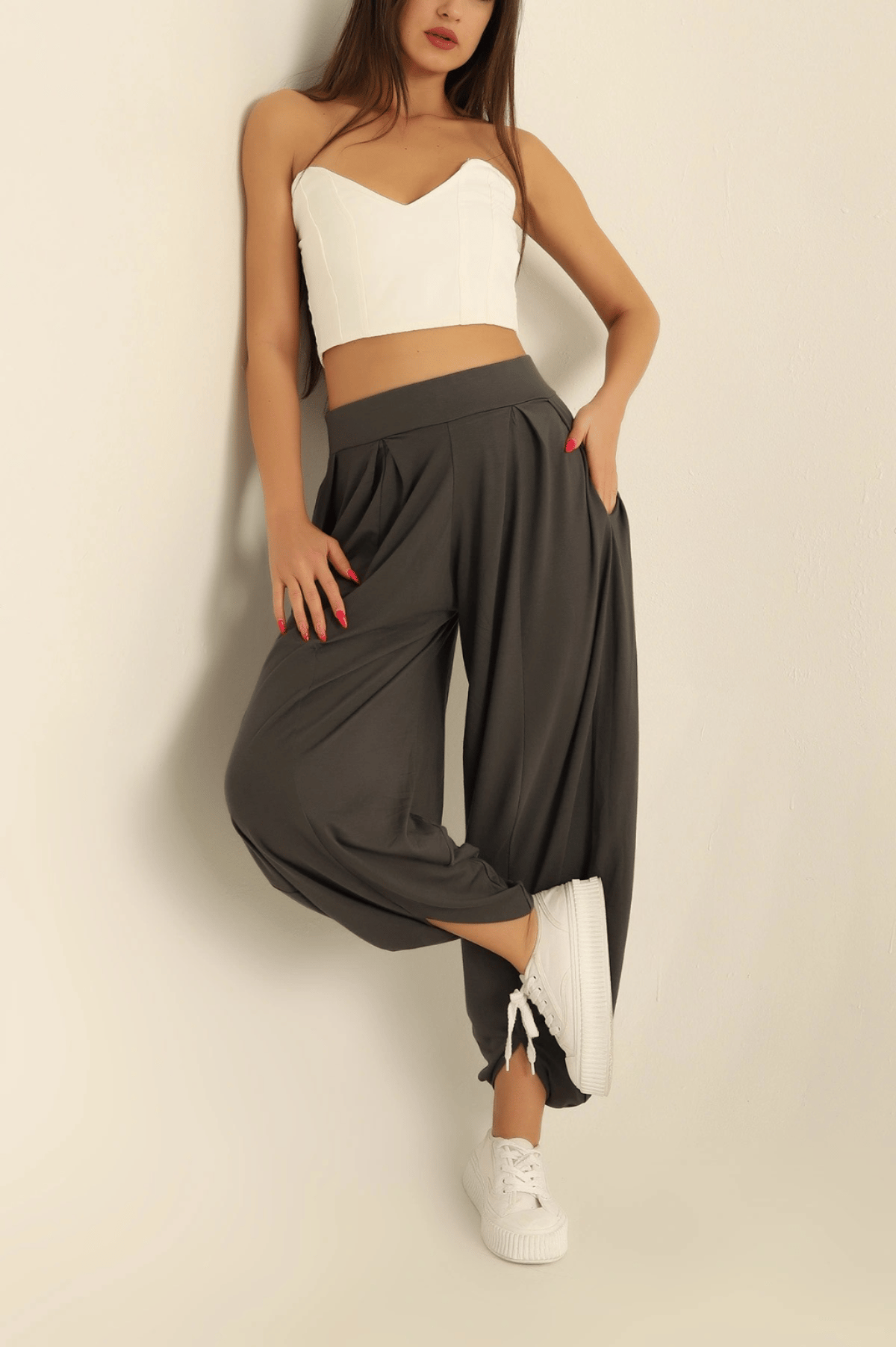 OYSHO MODEL ANTRASİT KONFORT DELUKS MODAL ŞALVAR PANTOLON