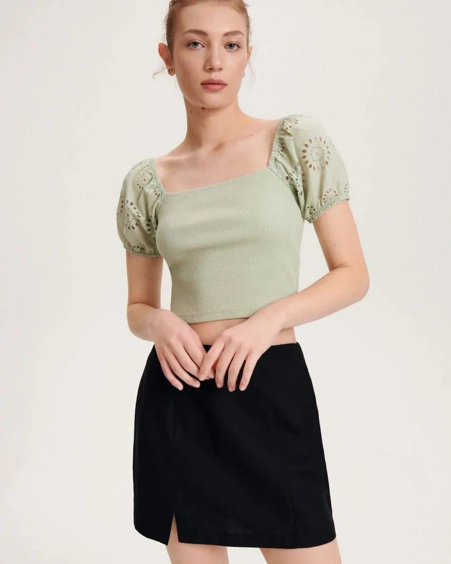 RESERVED ORJ LİMON KÜFÜ KOLU FİSTOLU CROP BODY