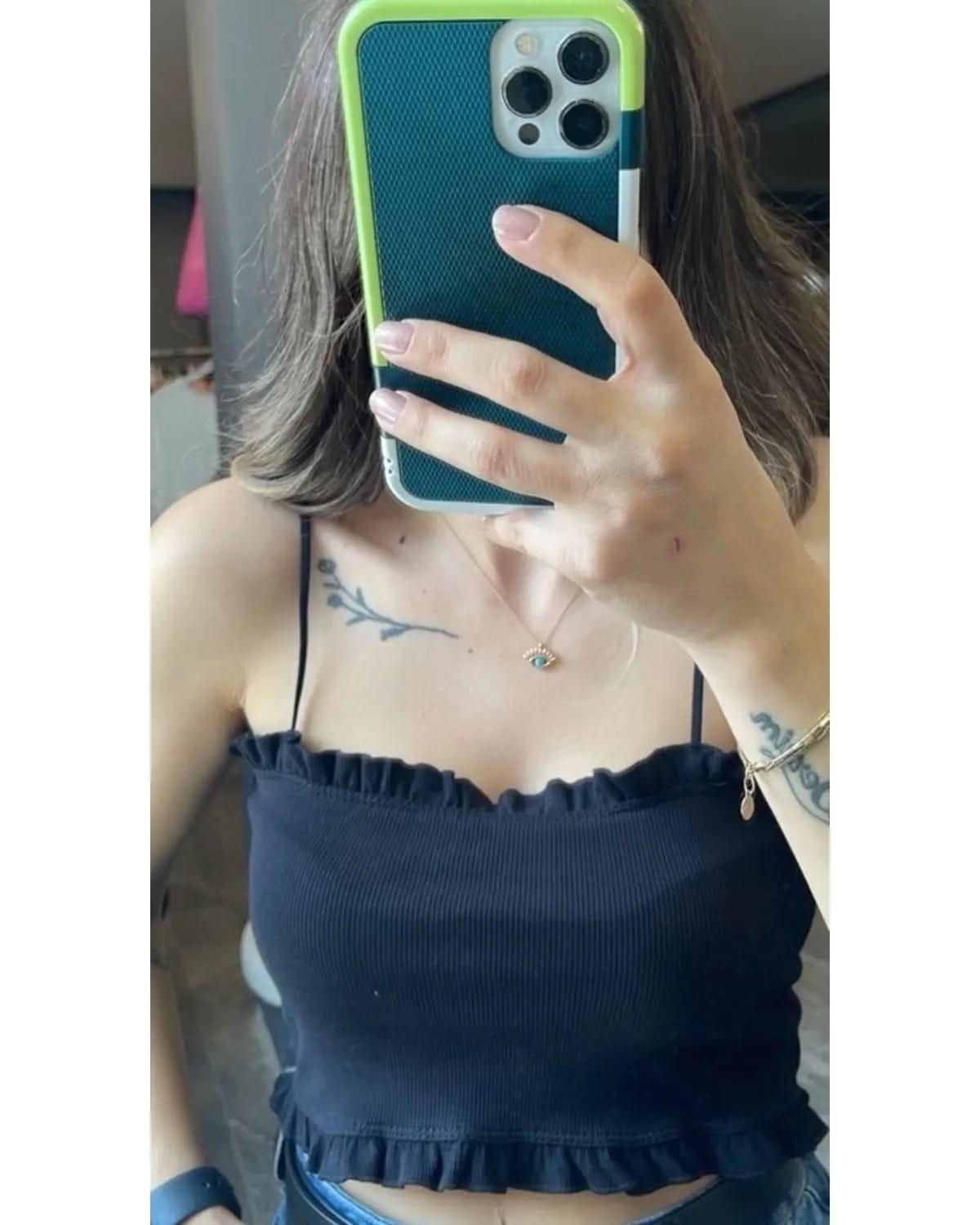 RESERVED ORJ SİYAH FIRFIRLI İP ASKILI CROP BODY