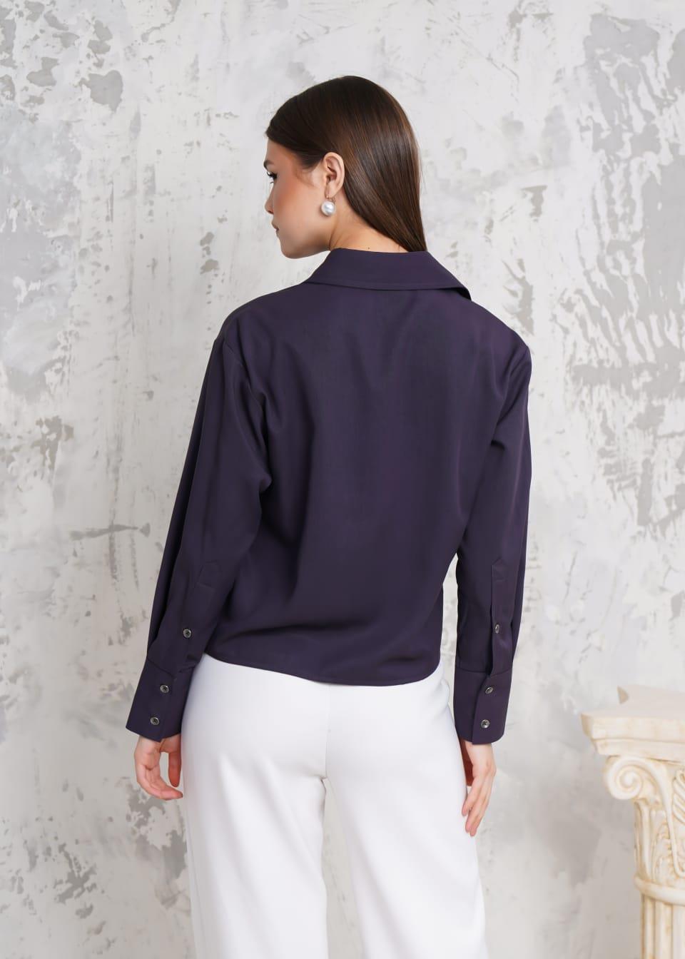 RİGALA ANTRASİT KISA ÇİFT CEP KAPAKLI METAL DÜĞMELİ UZUN KOL OVERSIZE TENCEL GÖMLEK