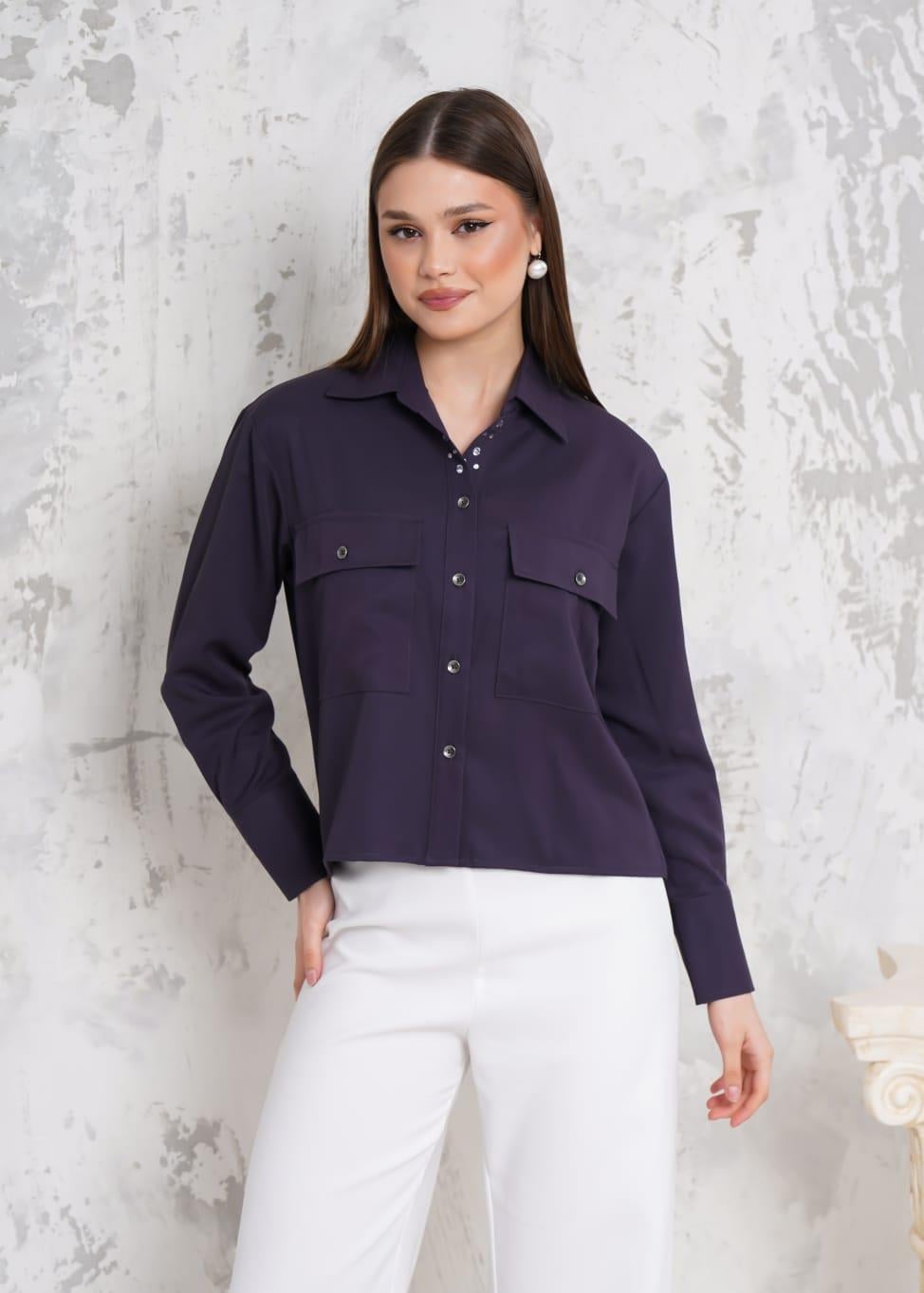 RİGALA ANTRASİT KISA ÇİFT CEP KAPAKLI METAL DÜĞMELİ UZUN KOL OVERSIZE TENCEL GÖMLEK