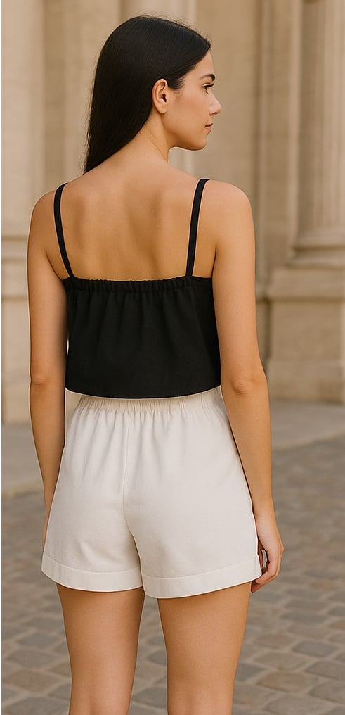 RİGALA SİYAH DESENLİ ASKILI CROP