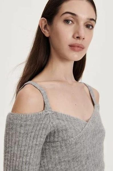 RSVD ORJ OMUZLARI AÇIK ÖRME CROP SWEATER