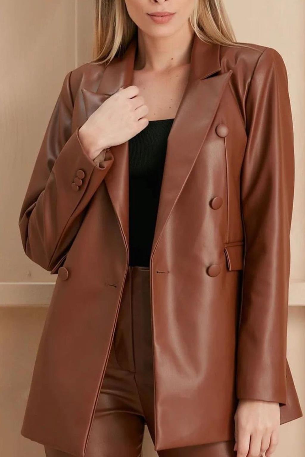 TABA SUNİ DERİ BLAZER CEKET