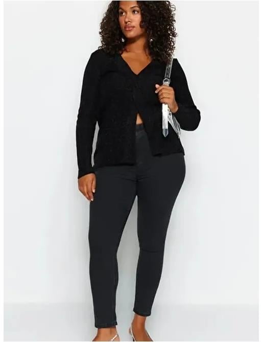 TRNDYL ORJ SİYAH YÜKSEK BEL ESNEK SKINNY DENİM JEAN