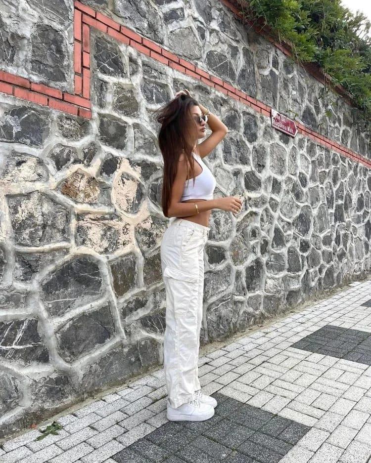 TW ORJ KREM KARGO CEPLİ KETEN PANTOLON