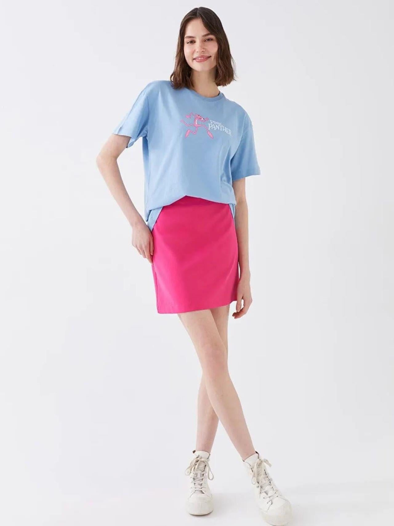 XSIDE ORJ MAVİ BASKILI OVESIZE T-SHIRT
