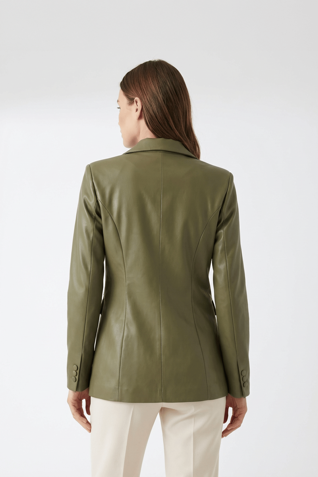 YEŞİL SUNİ DERİ BLAZER CEKET