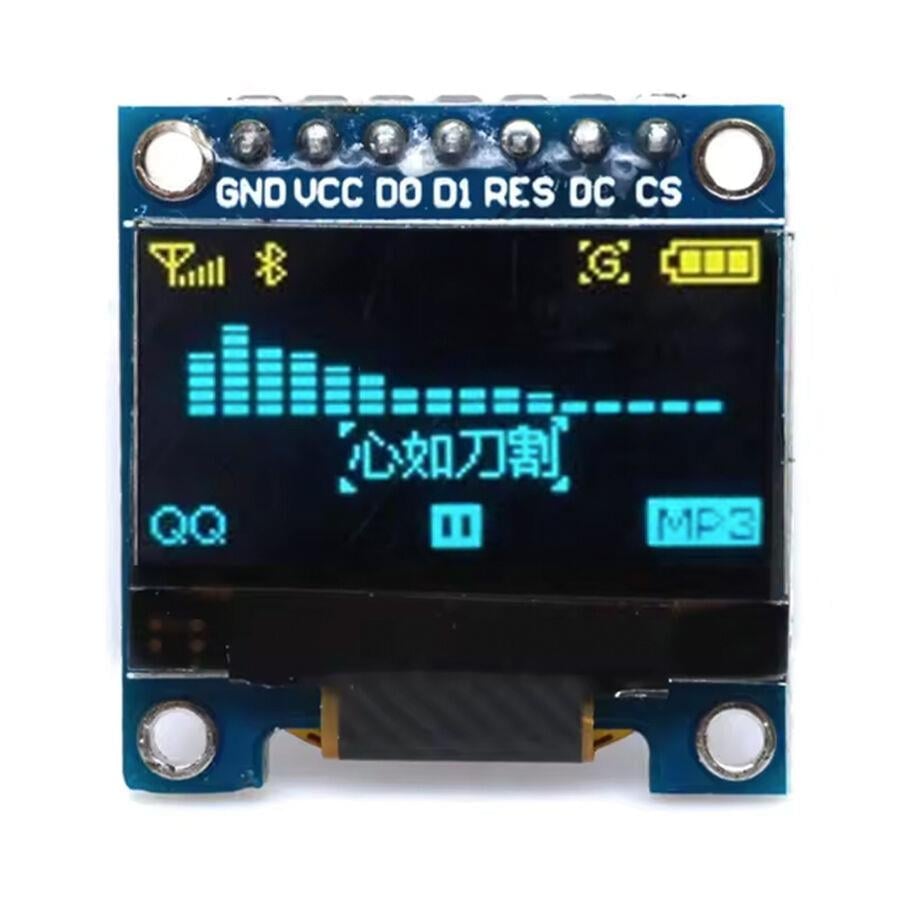 0.96 inç 128x64 OLED Ekran, SSD1306, SPI Seri Haberleşme, 7 Pin, Sarı-Mavi