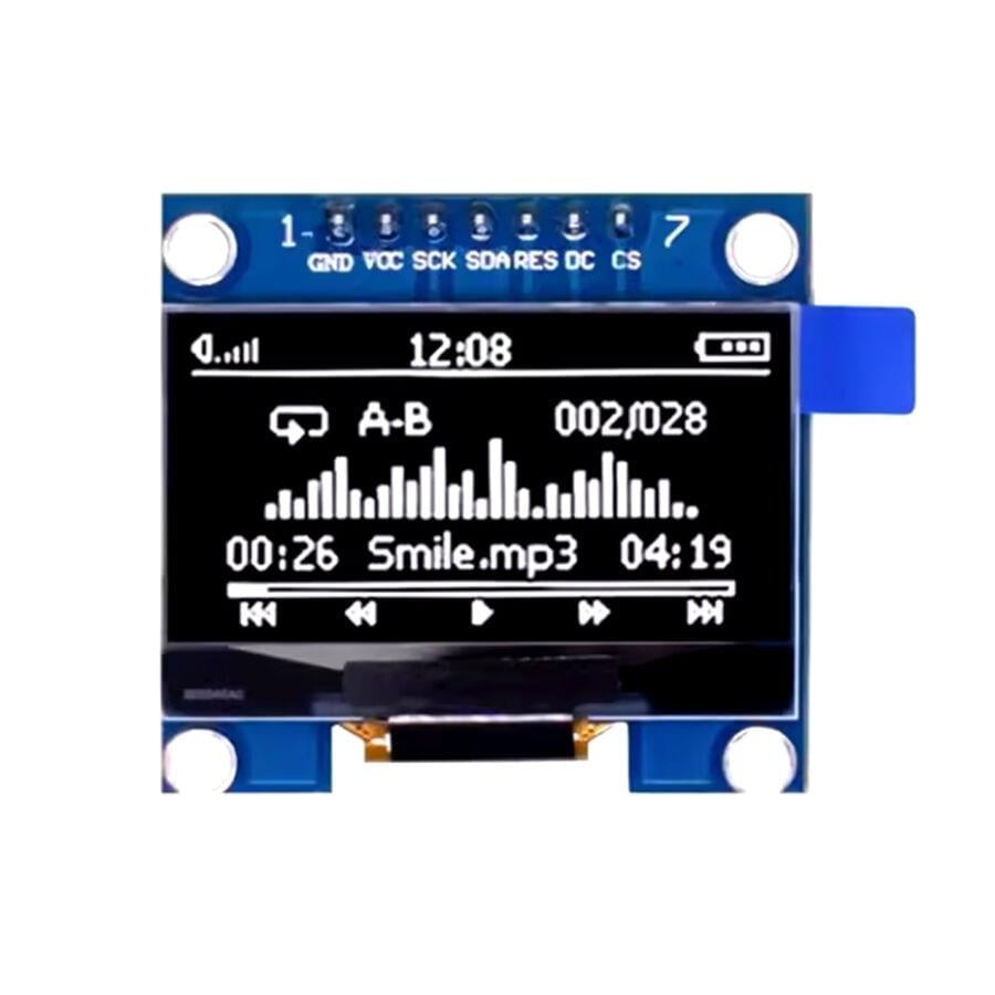 1.3 inç 128x64 OLED Ekran, SSD1306 / SH1106, I2C Seri Haberleşme, 7 Pin, Beyaz