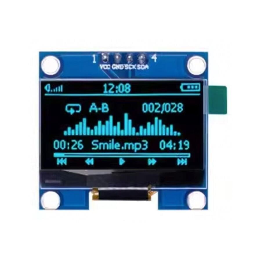 1.3 inç 128x64 OLED Ekran, SSD1306 / SH1106, I2C Seri Haberleşme, 4 Pin, Mavi