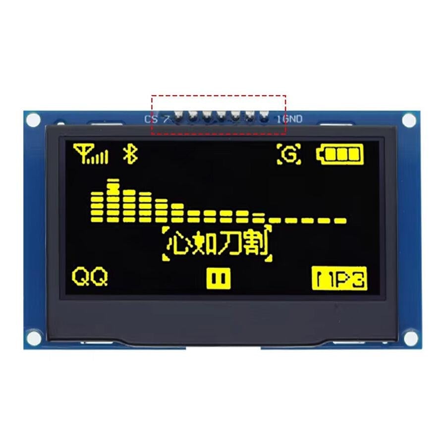 2.42 inç 128x64 OLED Ekran, SSD1309, SPI/I2C Seri Haberleşme, 7 Pin, Sarı