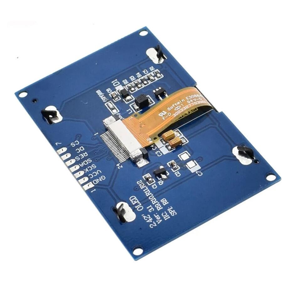 2.42 inç 128x64 OLED Ekran, SSD1309, SPI/I2C Seri Haberleşme, 7 Pin, Yeşil