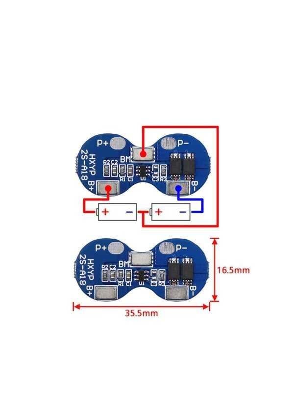 2S 4A 7.4V 18650 BMS Lityum Pil Akü Koruma Kartı