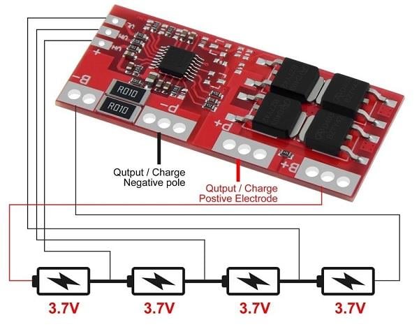 4S 30A 16.8V 18650 Li-ion BMS Şarj ve Koruma Kartı