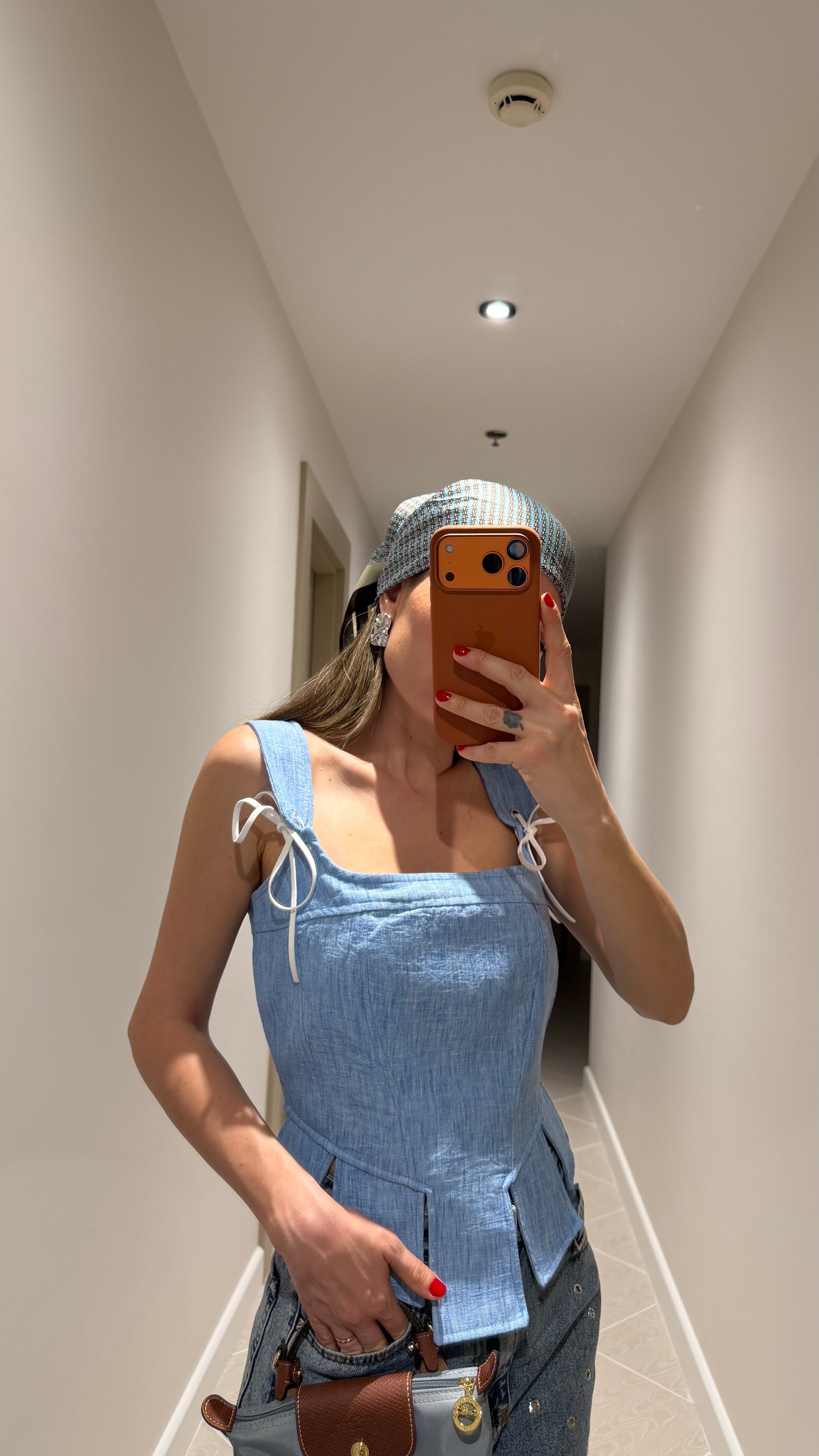 BEBE MAVİSİ ASKILI KORSE BLUZ