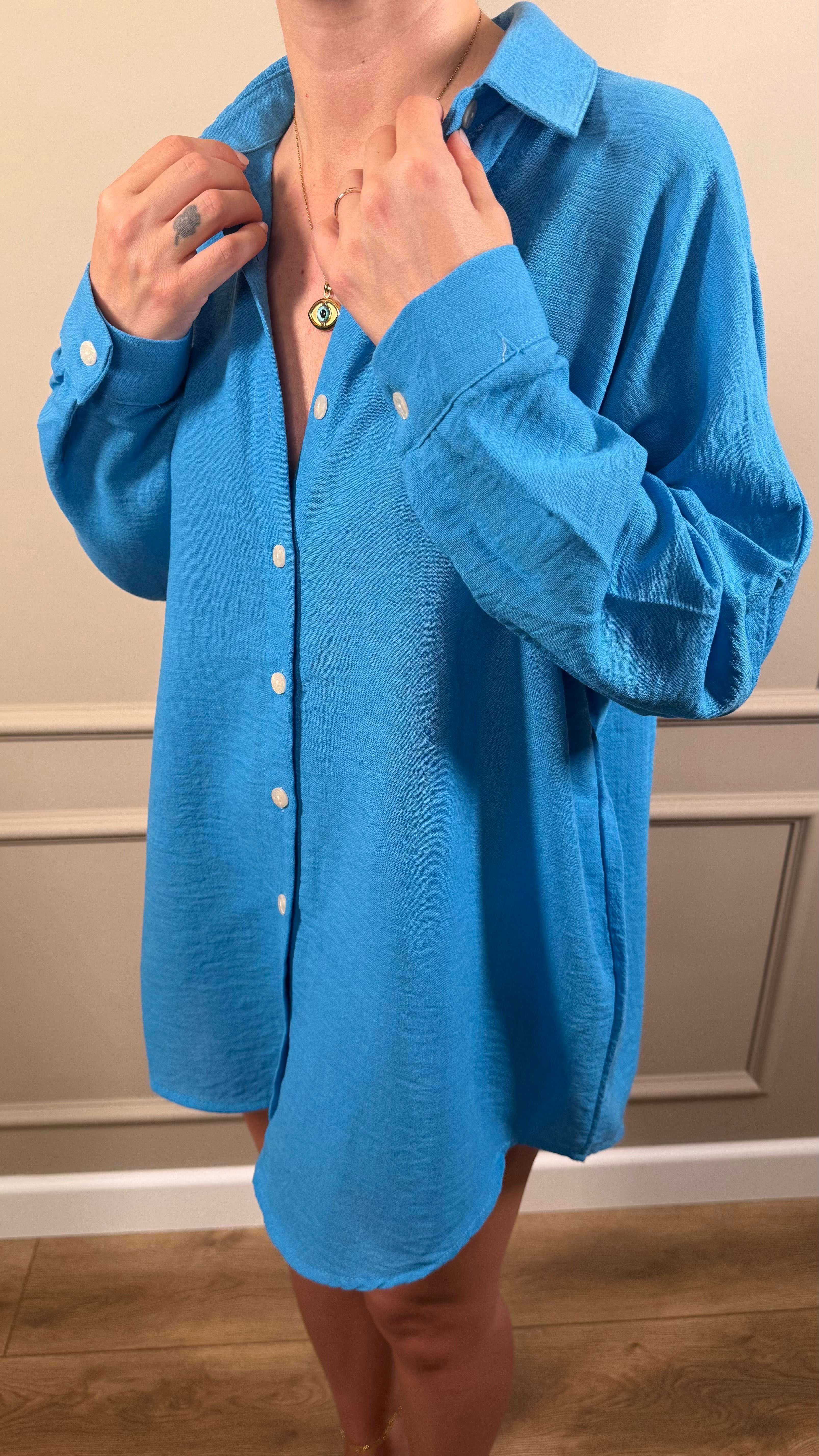 TURKUAZ OVERSIZE GÖMLEK