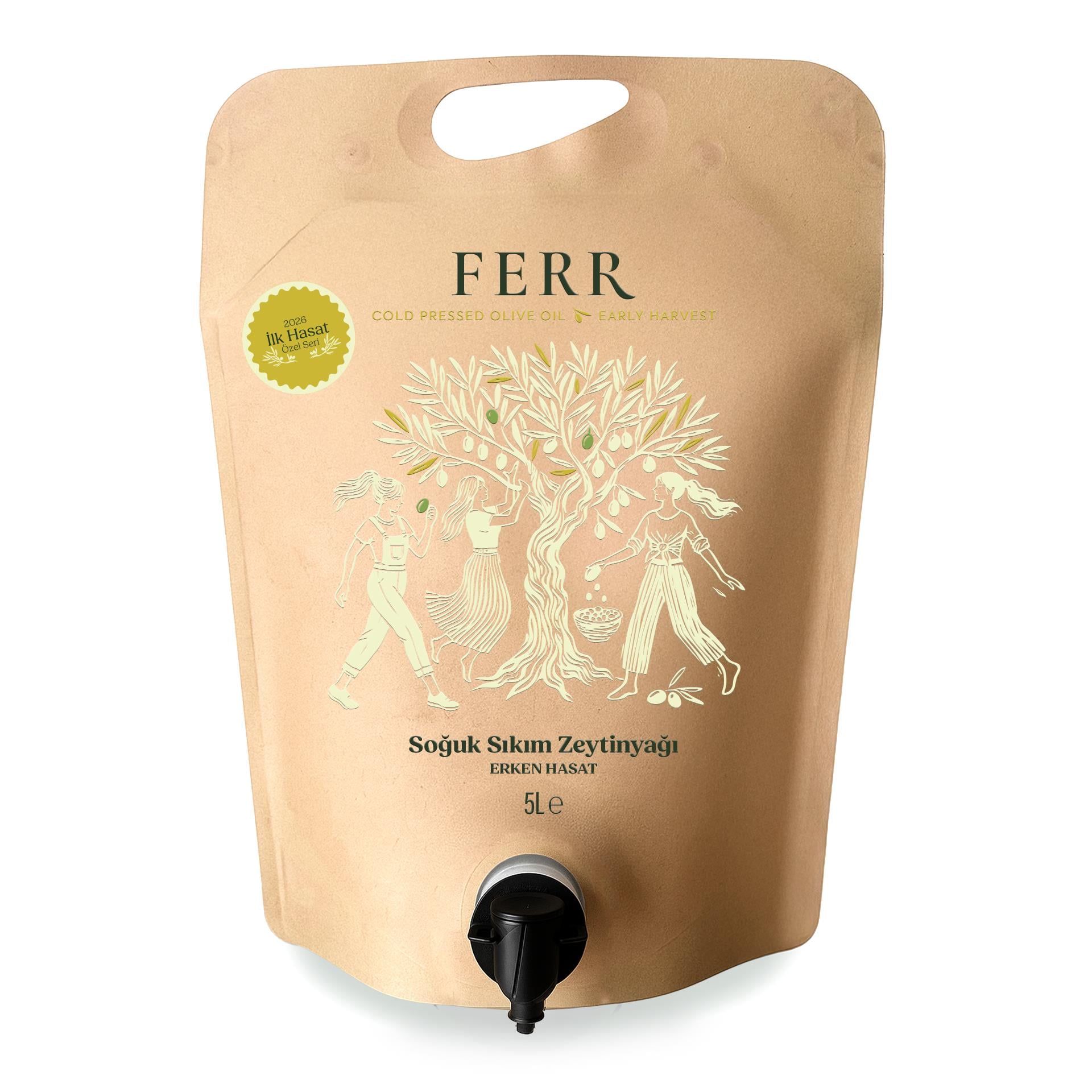 FERR Erken 2026 İlk Hasat Soğuk Sıkım Zeytinyağı Pouch 5 Lt.