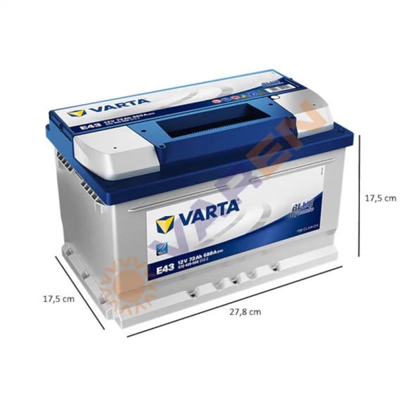 Varta Blue Dynamic E43 Alçak 12 V 72 Ah 680 CCA Akü