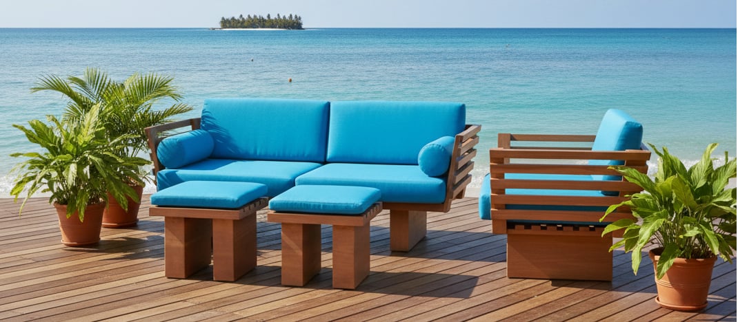 Açık Mavi Akrilik Outdoor Kumaş