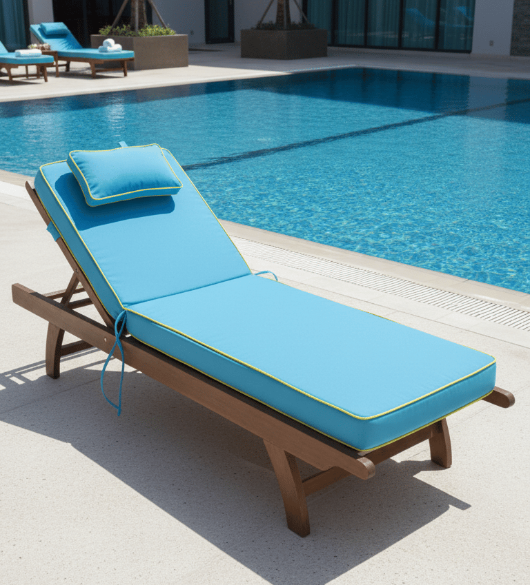 Başlıklı Sirella UV Dayanıklı Lüks Şezlong Minderi 10 cm. ( Fitilli )