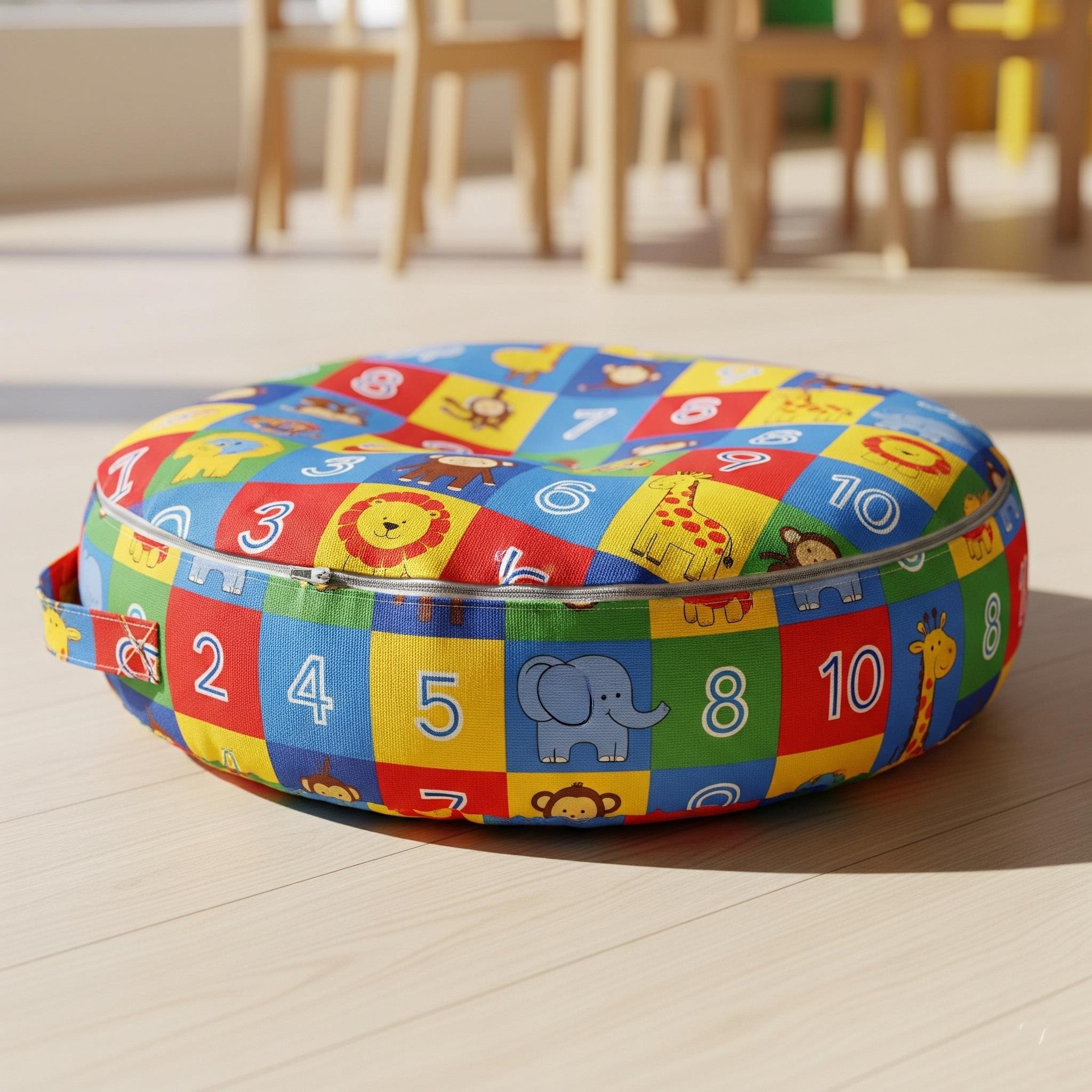 Sayısal Hayvan Figürlü Akıllı Minder  Çap 50 cm.