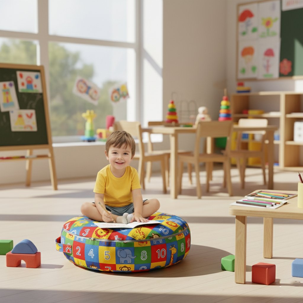 Sayısal Hayvan Figürlü Akıllı Minder  Çap 50 cm.