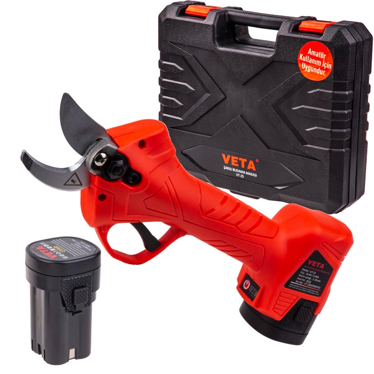 Veta 25mm Akülü Budama Makası 2Akülü 2.0Ah