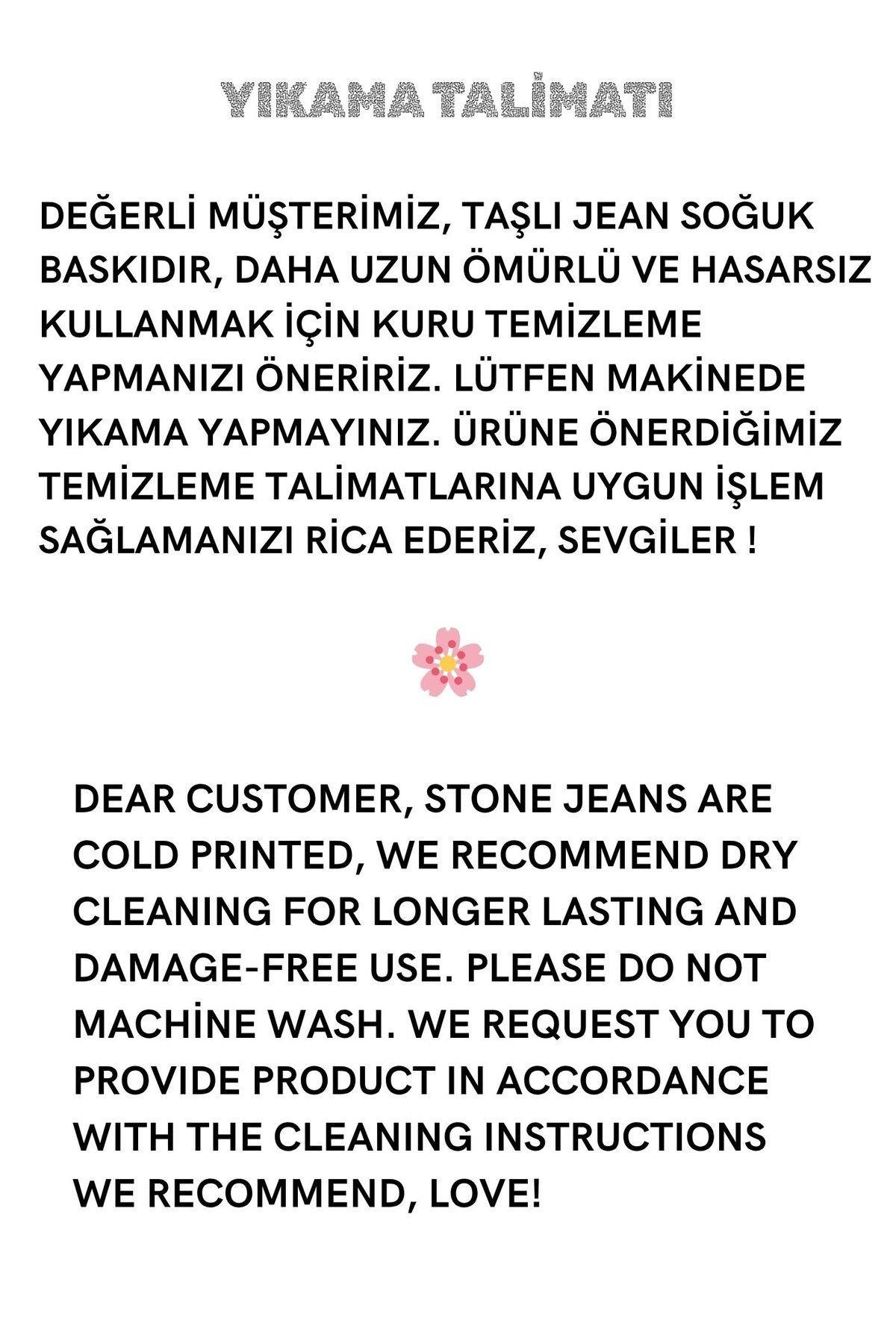 Kadın Taş Desenli Mavi Kar Yıkama Yüksek Bel Palazzo Jean