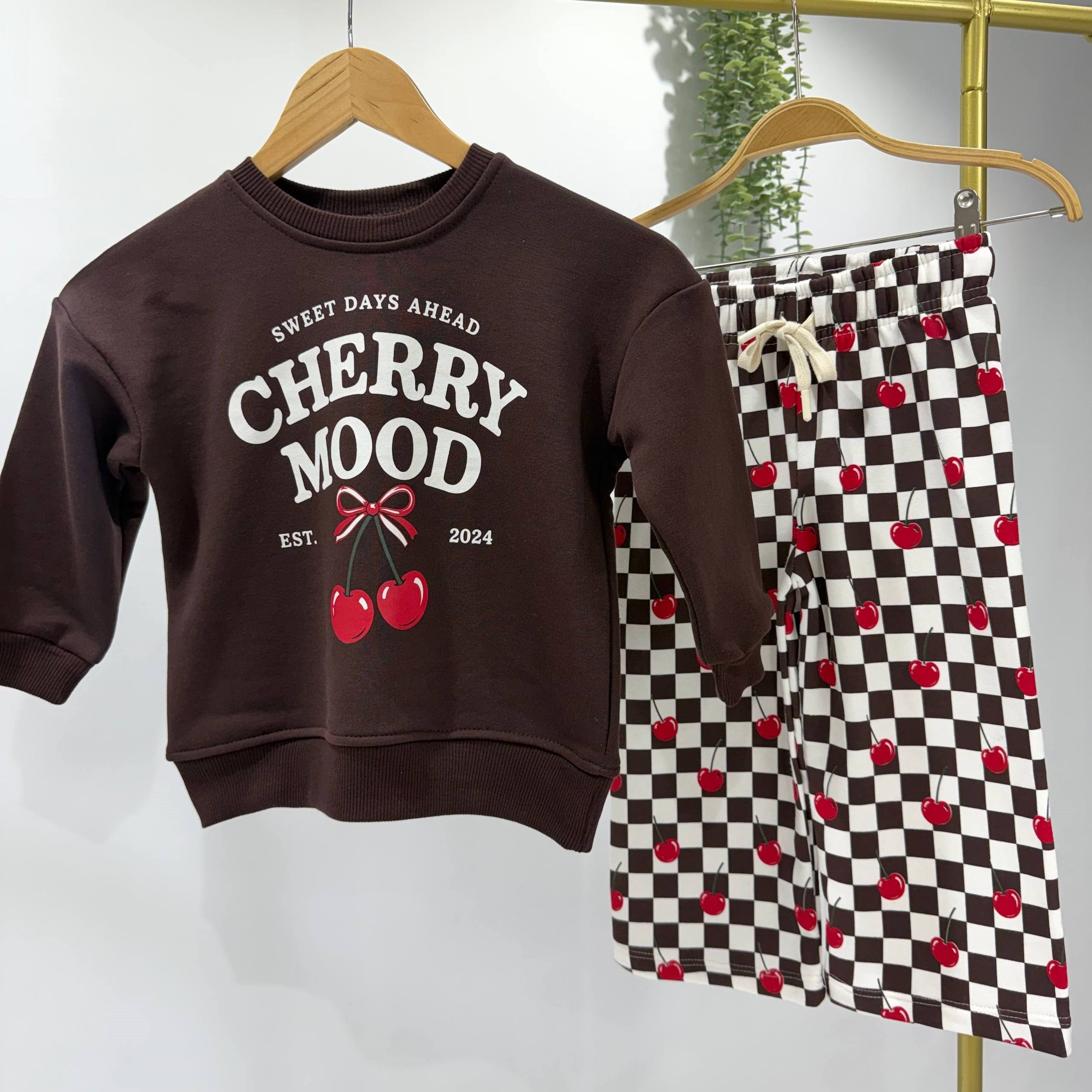 🍒 Cherry Mood Dama Desenli Kız Çocuk Takım