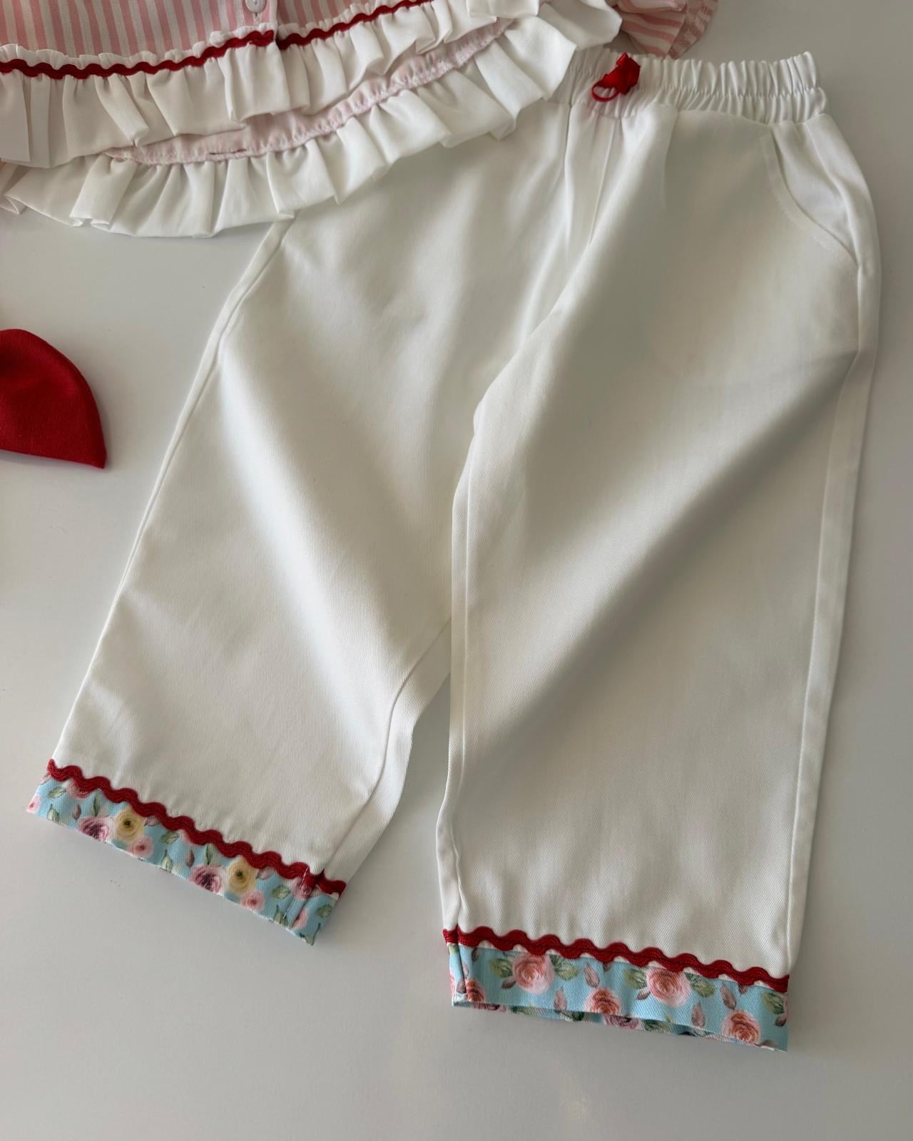 10 EYLÜL KARGO!!Pembe Çizgili Gömlek & Ekru Bol Paça Pantolon Kombini 