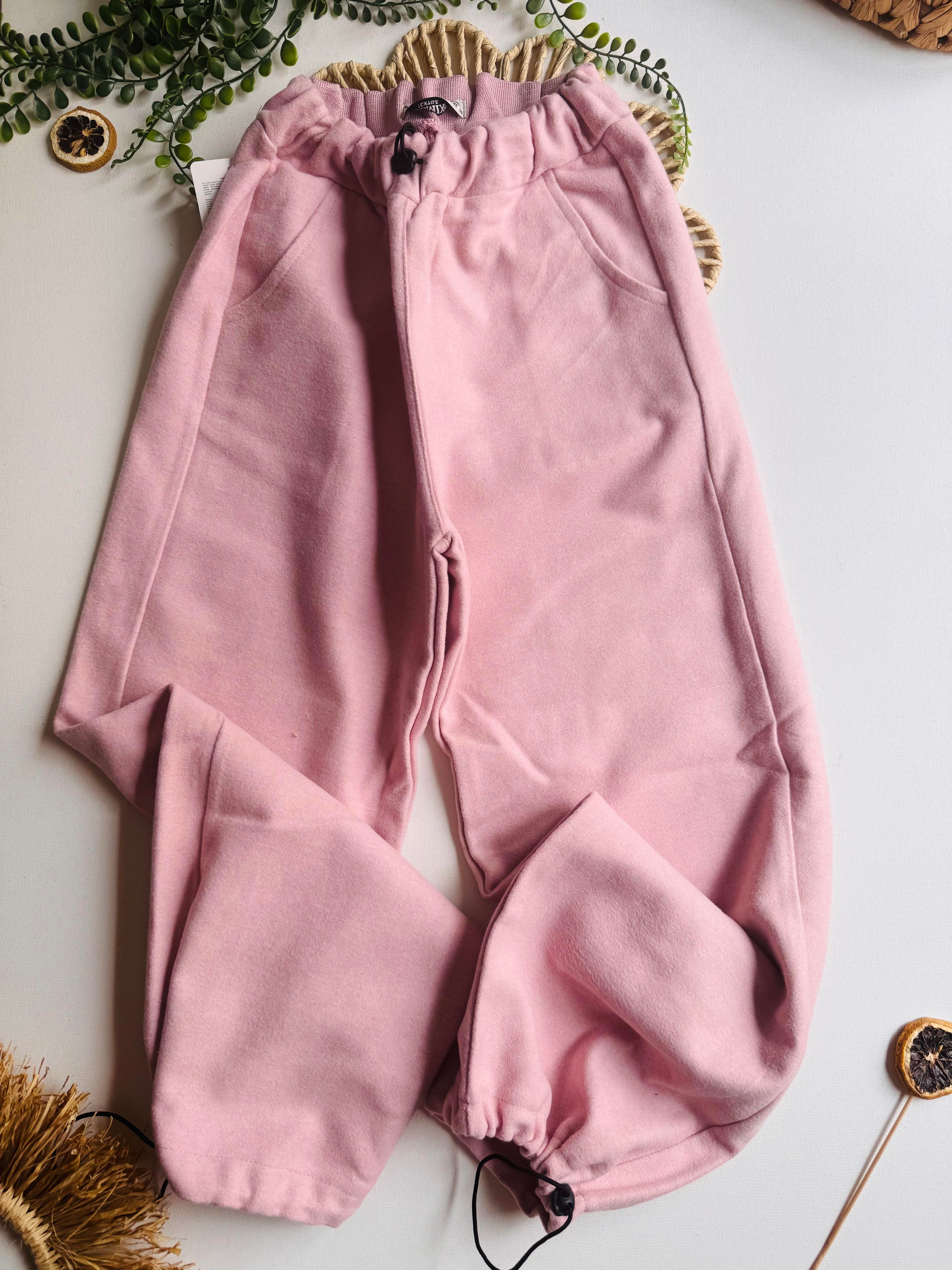 Basic Süvet Görünümlü Pantolon - Pembe