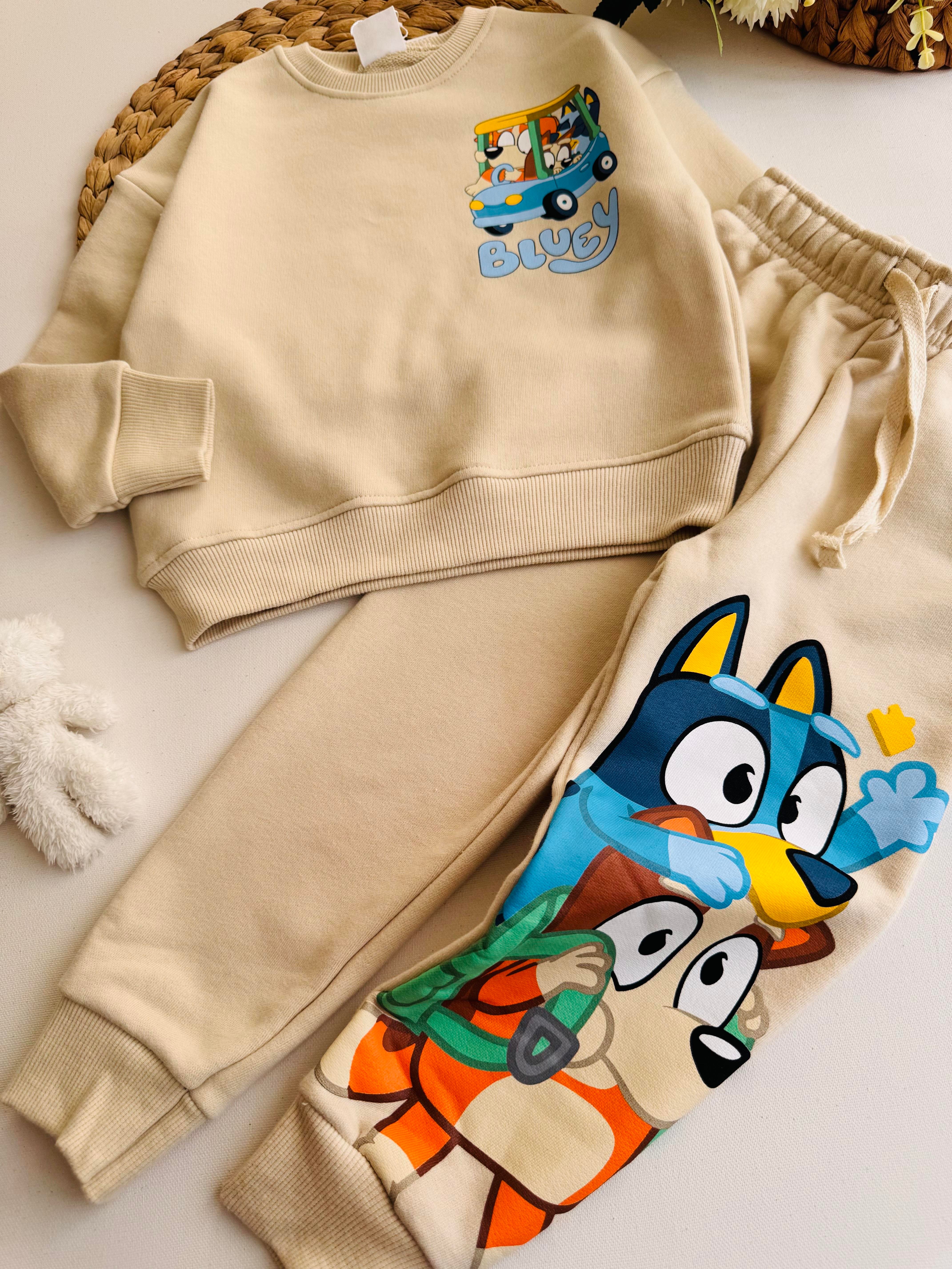 Bluey Baskılı İkili Takım - Krem