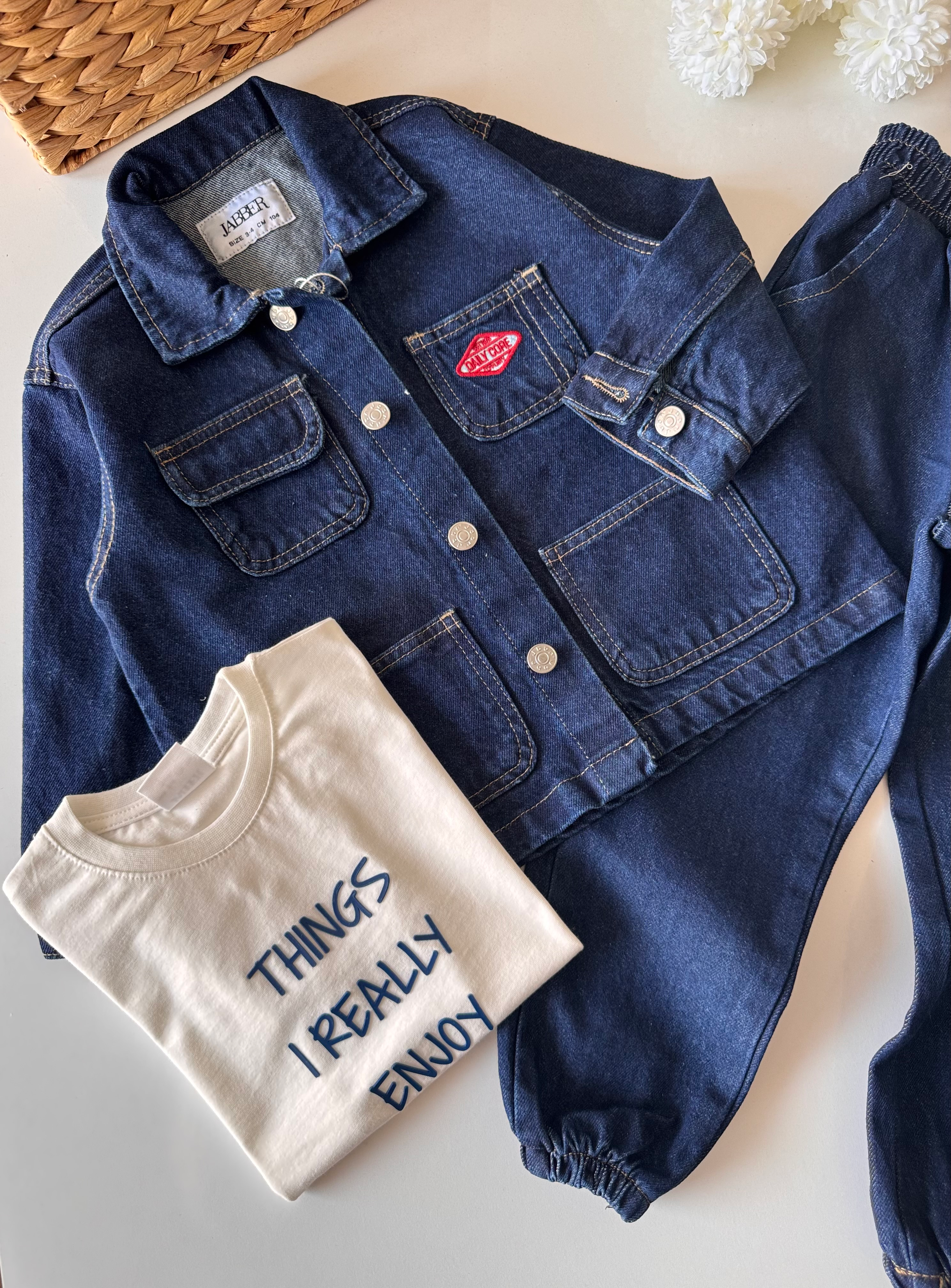 Ceketli Denim 3'lü Takım 