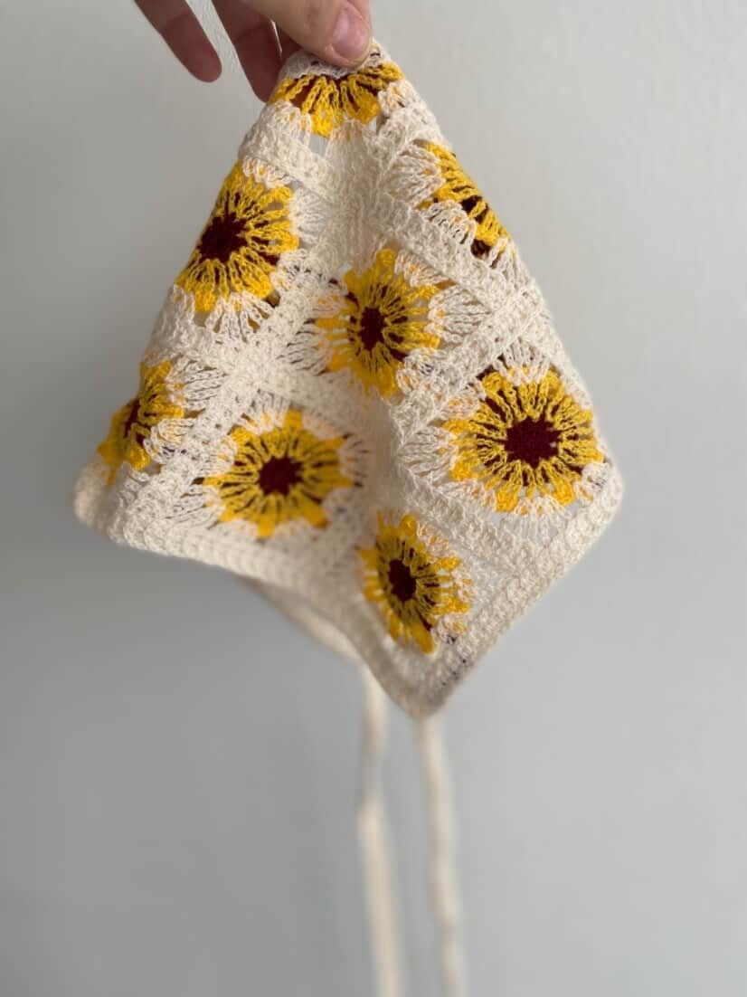 Çiçekli Örgü Bandana - Renkli