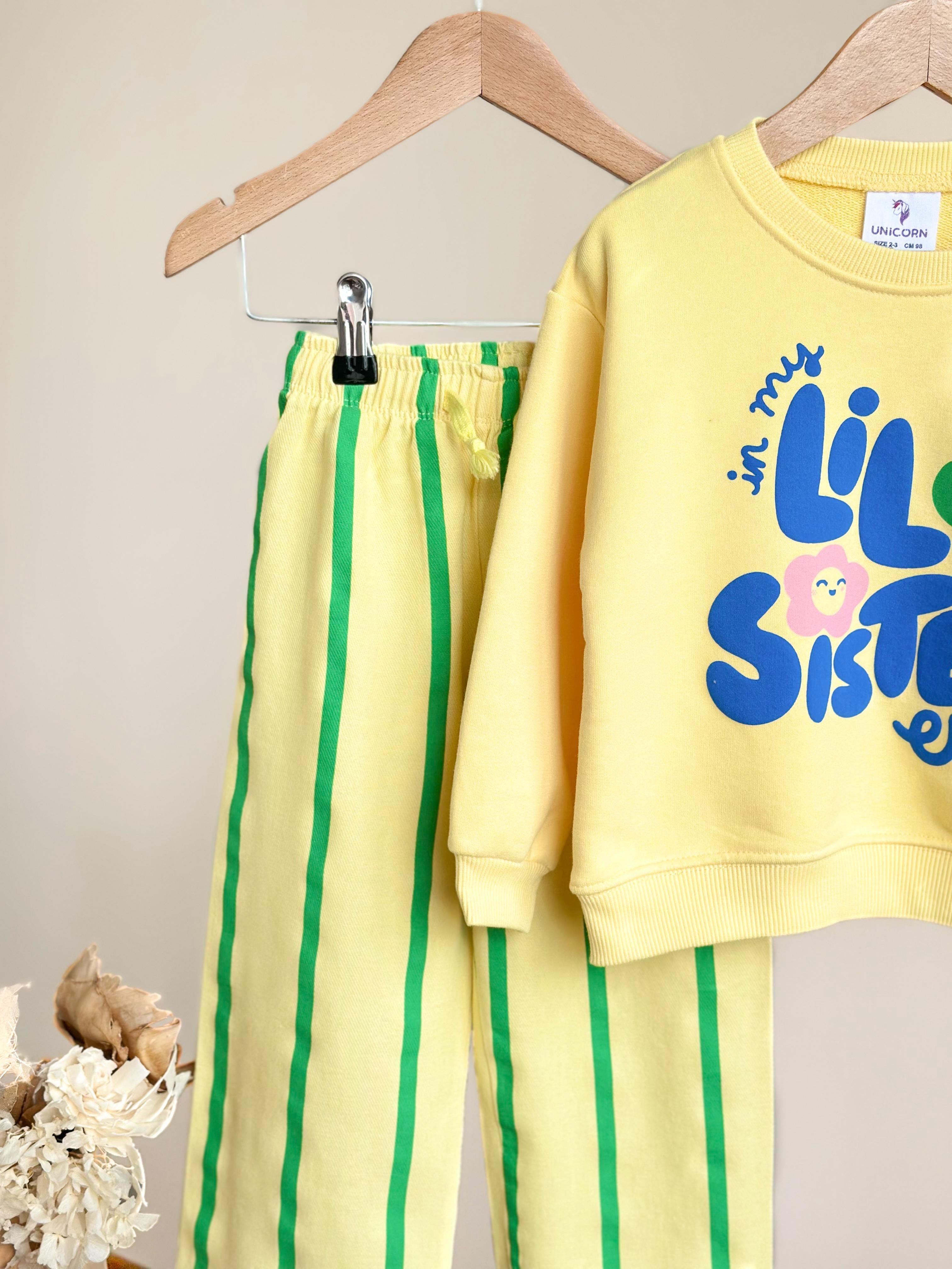 Çizgili Lil Sister İkili Takım - Sarı