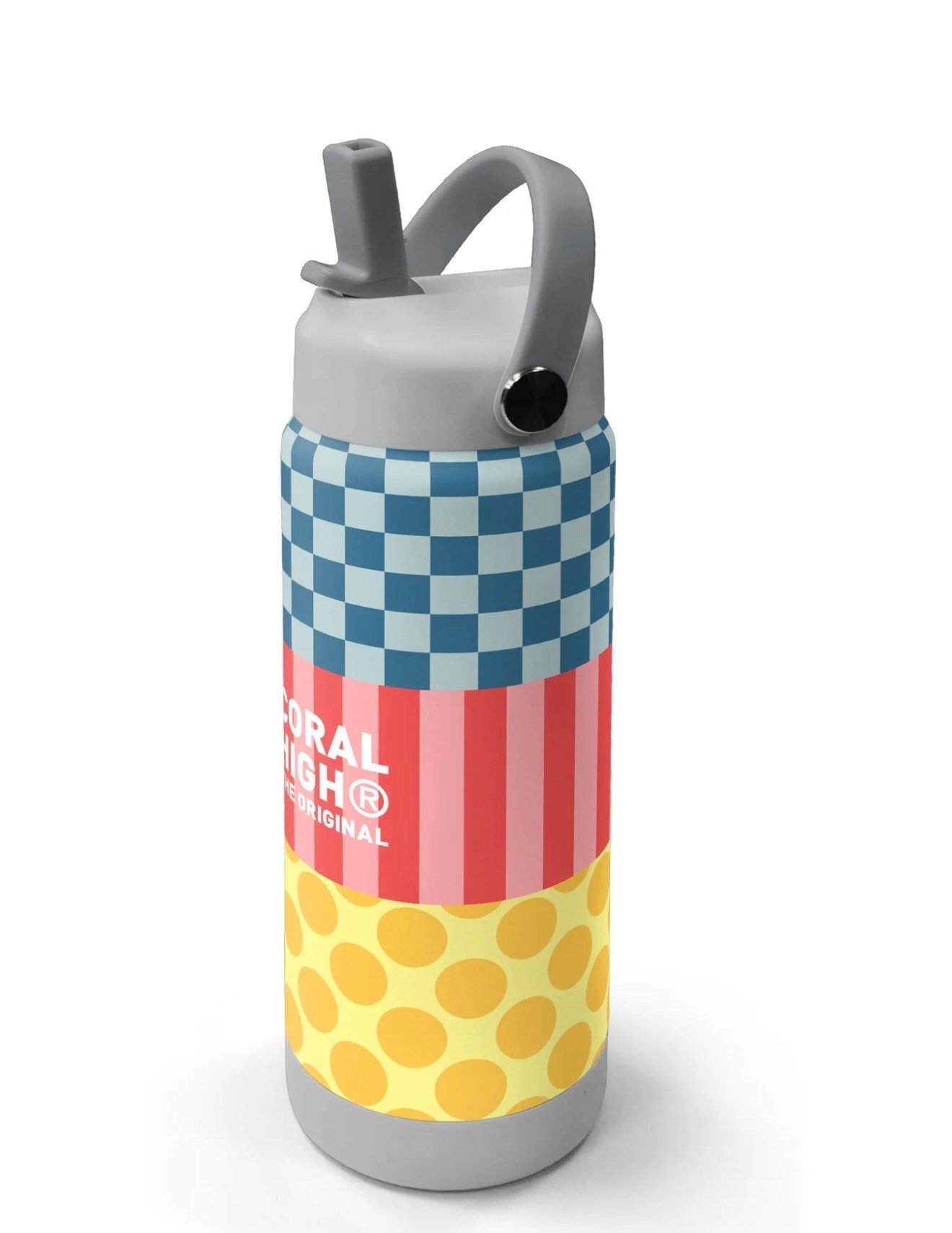 Coral High Çok Renkli Dama Çizgi Puantiye Desenli Katlanır Ağızlıklı Çelik Termos 650 ml 38304