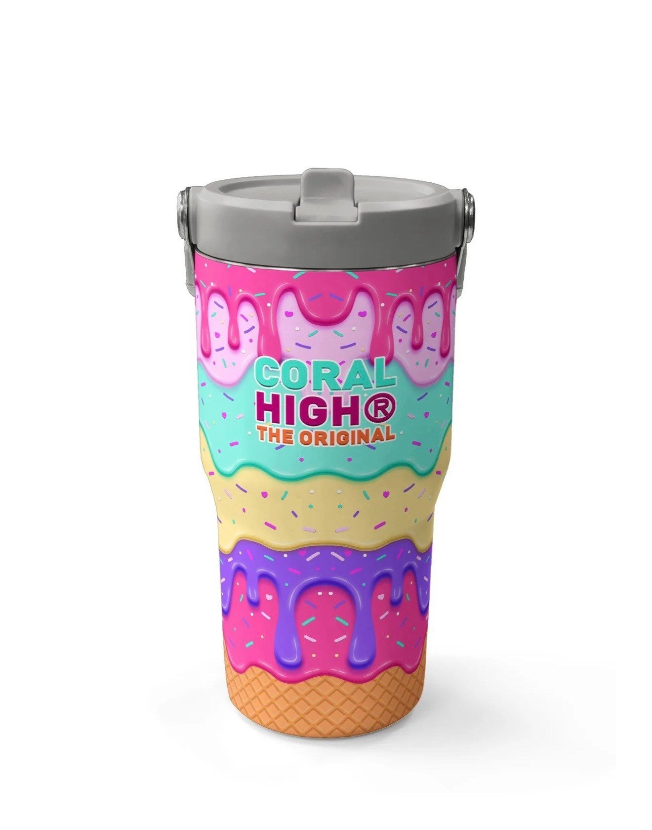 Coral High Dondurma Desenli Katlanır Ağızlıklı Çelik Termos 600 ml 38907