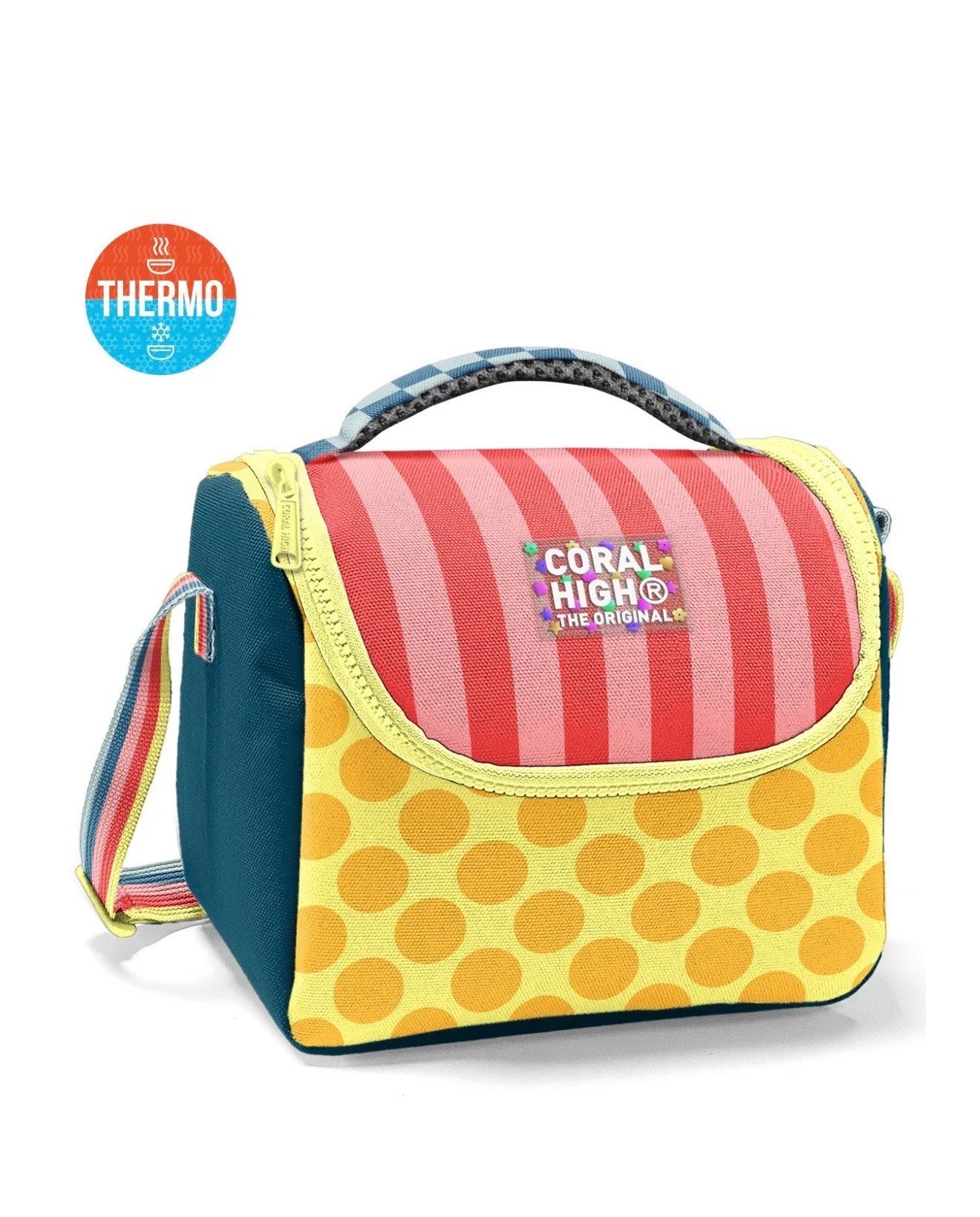 Coral High Kids Çok Renkli Dama Çizgi Puantiye Desenli 3'lü Okul Çanta Seti SET0133204