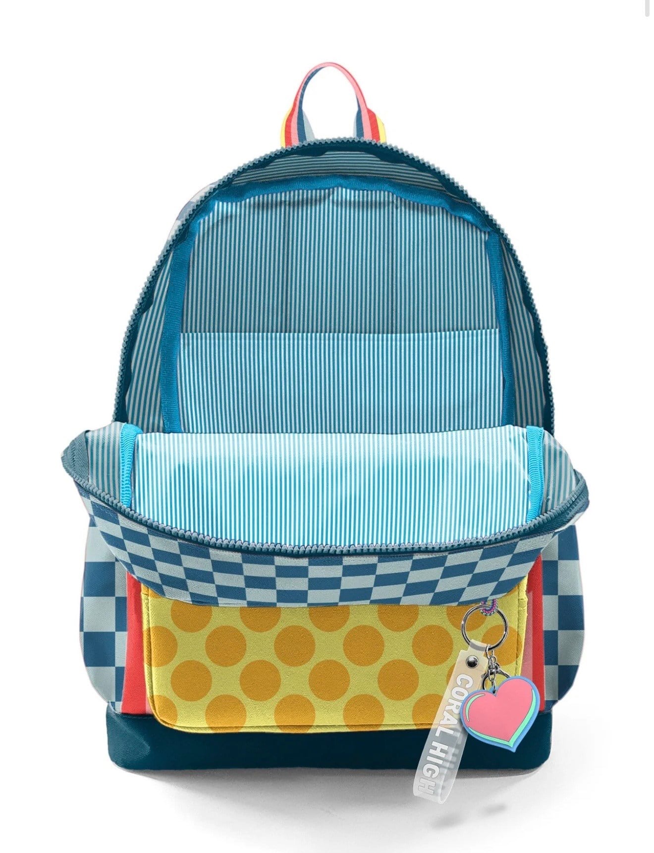 Coral High Kids Çok Renkli Dama Çizgi Puantiye Desenli 3'lü Okul Çanta Seti SET0133204