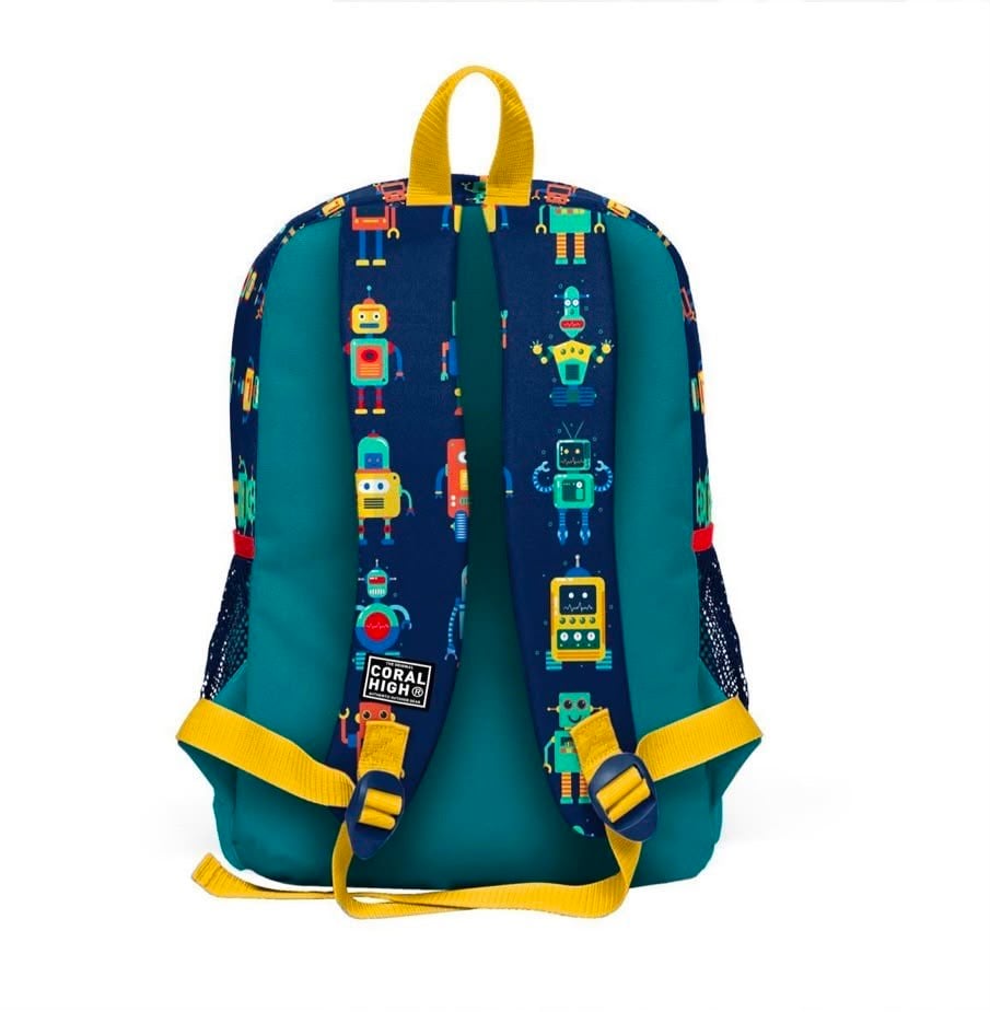 Coral High Kids Lacivert Çivit Robot Desenli 3'lü Okul Çanta Seti SET0123472