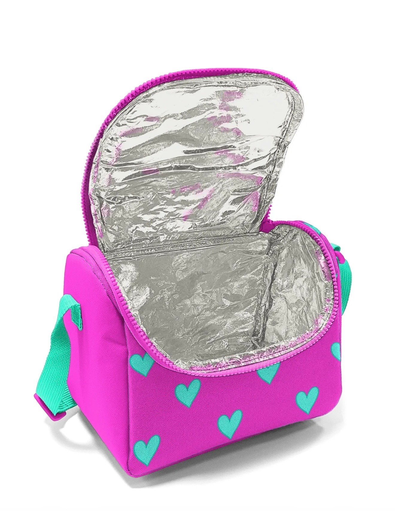 Coral High Kids Neon Pembe Su Yeşili Kalp Desenli 3'lü Okul Çanta Seti