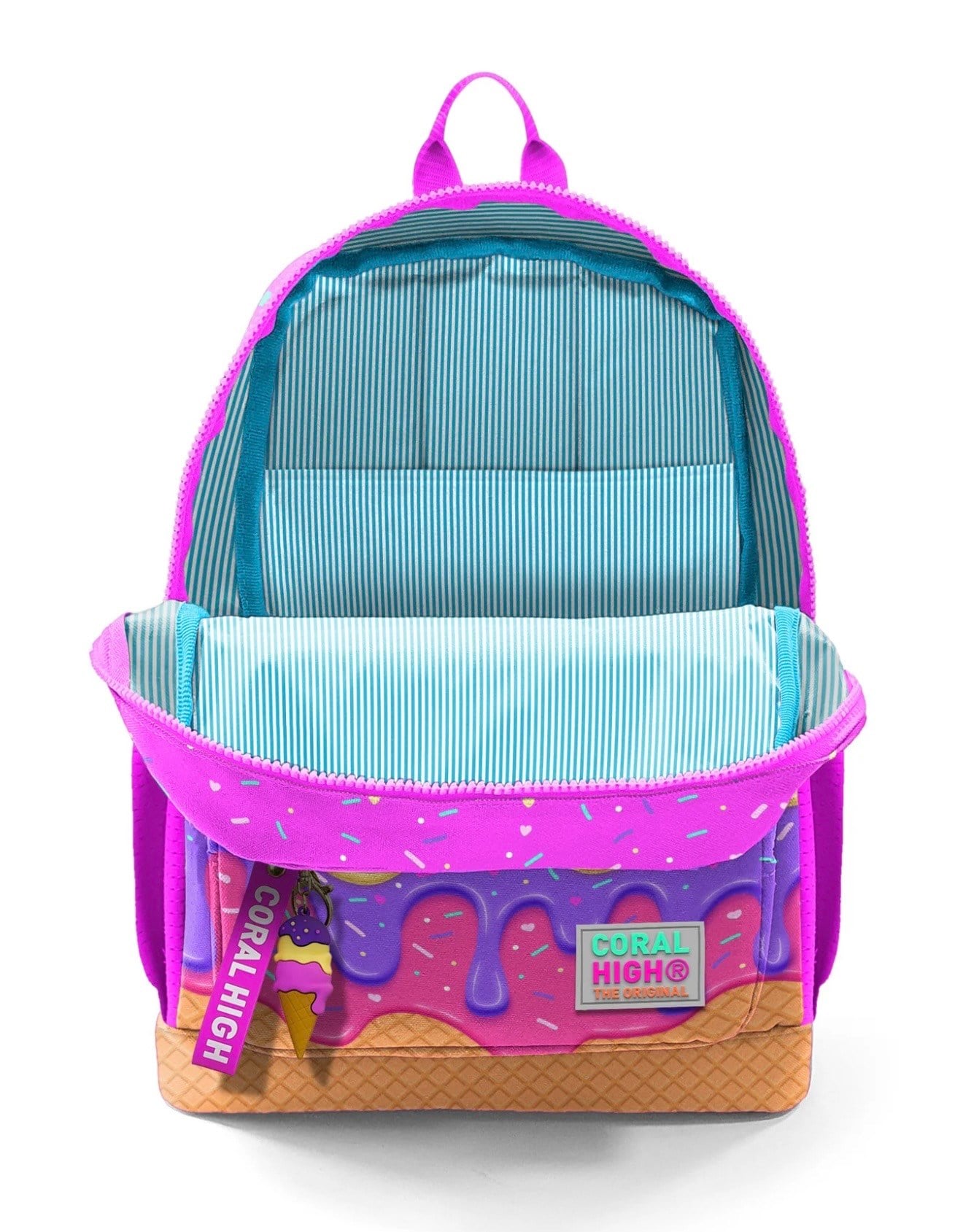 Coral High Kids Pembe Rengarenk Dondurma Desenli 3'lü Okul Çanta Seti SET0123731